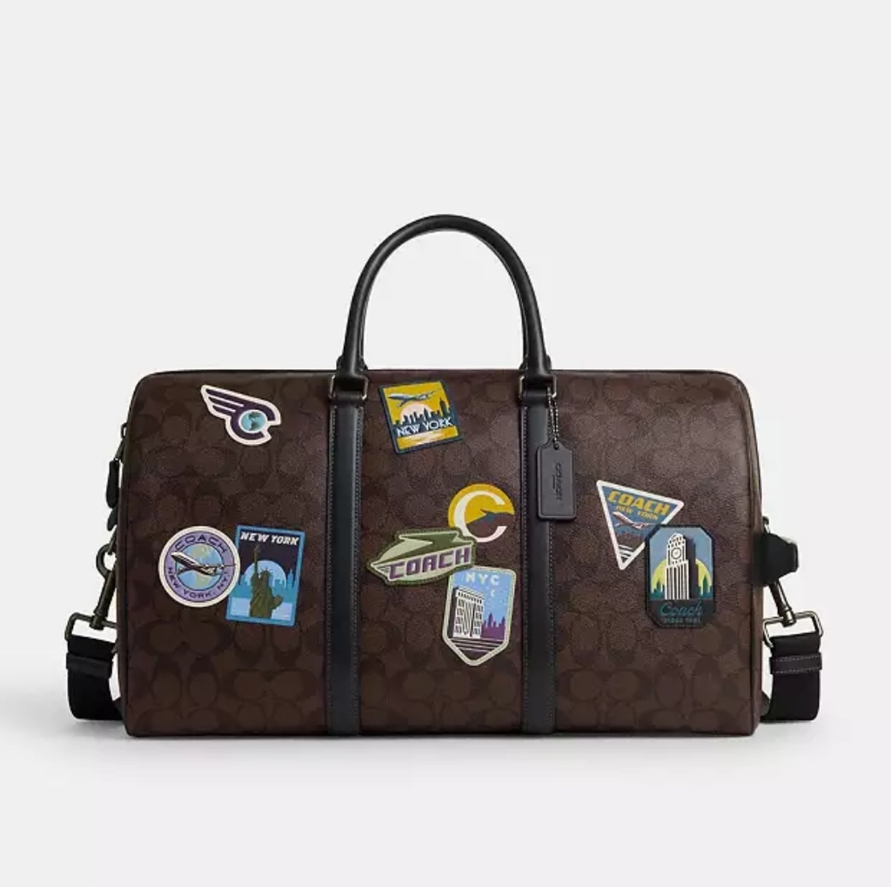 Coach travel duffle bag,  black/gold